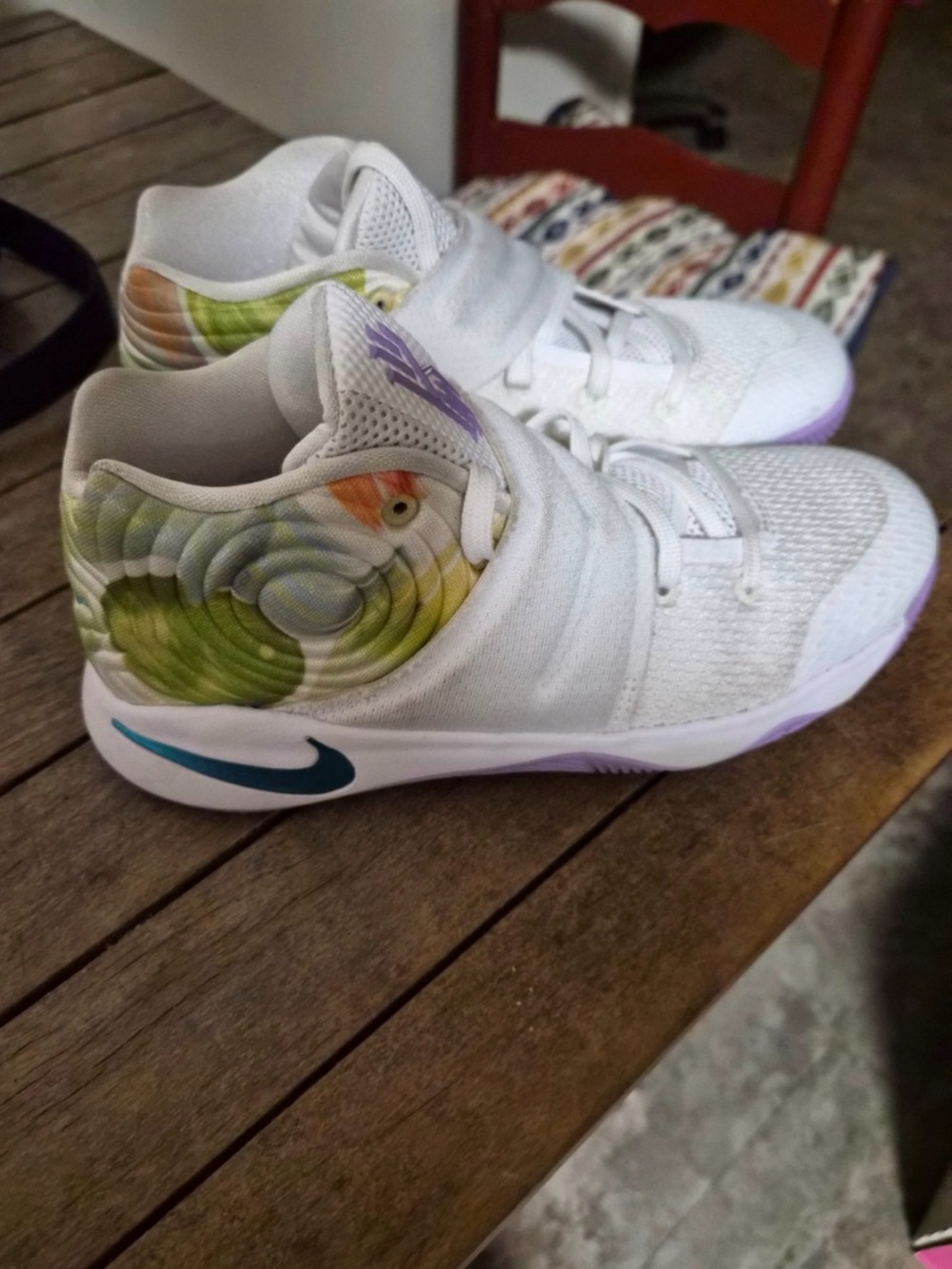 Nike Kids'  Nike kyrie White Basketball Shoes with Green Accent